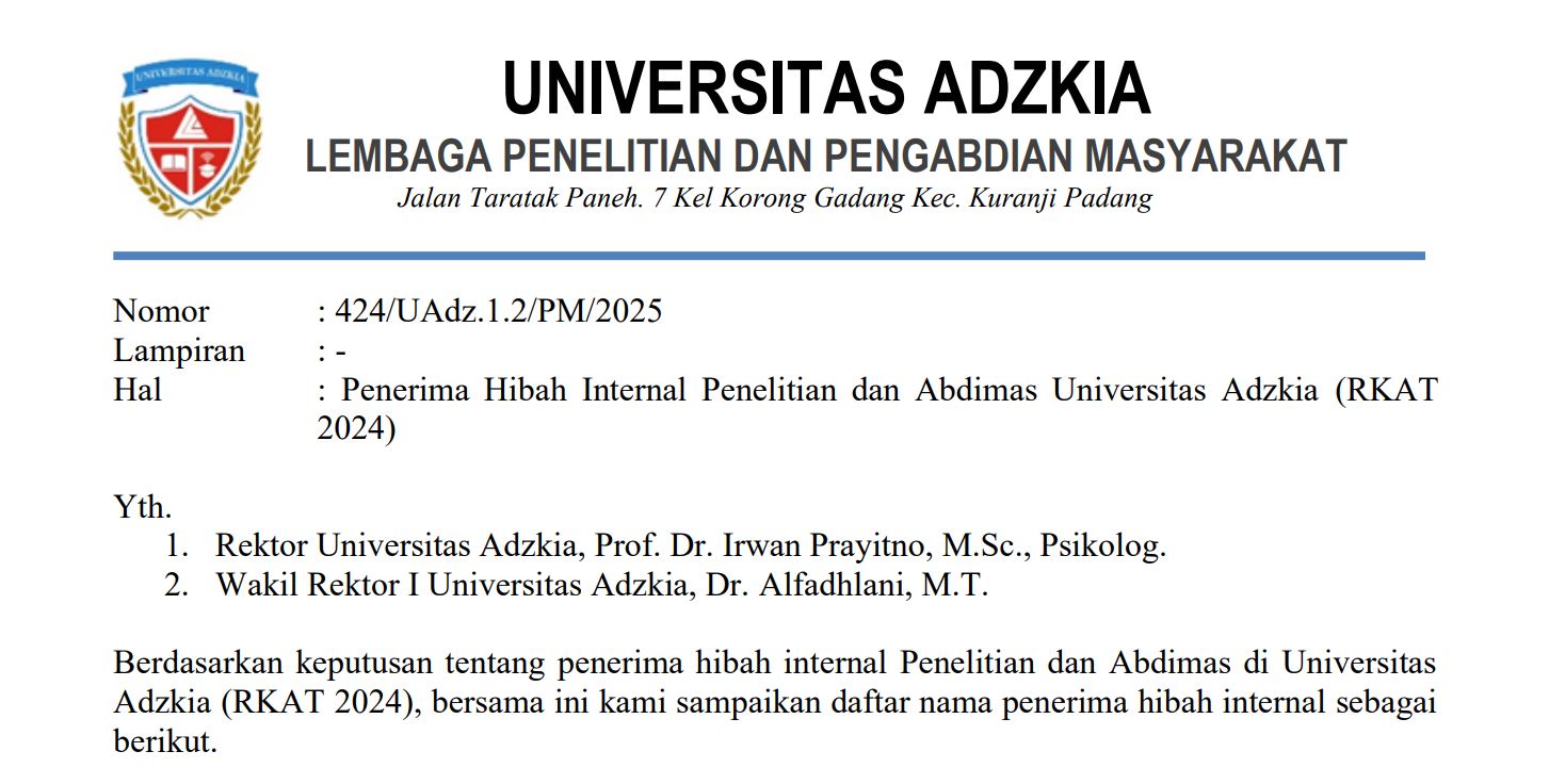 Pengumuman Pemenang Hibah Internal 2025